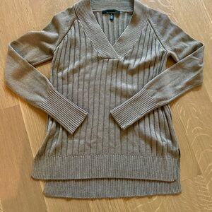 White House Black Market Taupe V-Neck Sweater